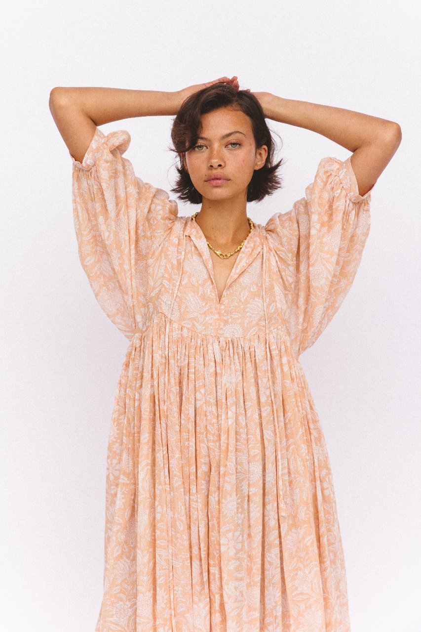 Kyra Midi Dress ~ Apricot Blush