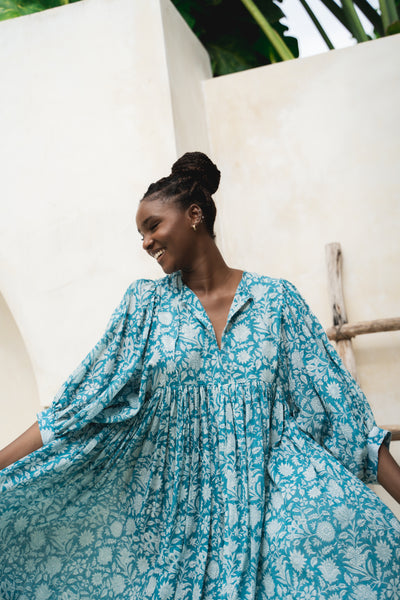 Kyra Midi Dress ~ Ocean Blue