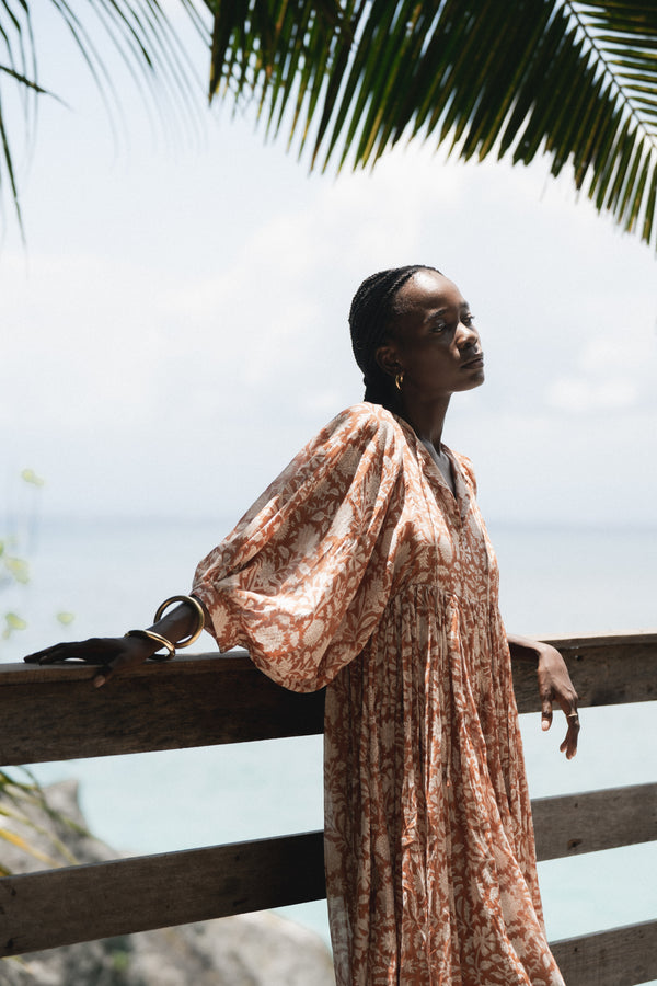 Kyra Midi Dress ~ Caramel