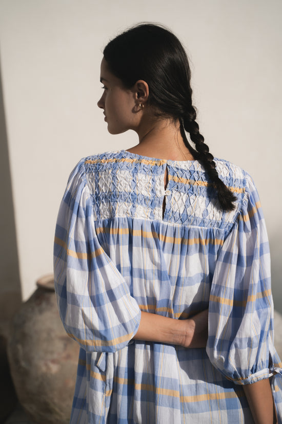 Freya Dress ~ Periwinkle Blue Plaid